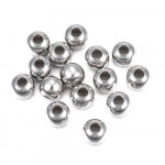 5x Edelstahl Perle 5x4,5mm Loch 2mm Kugel silberfarben Spacer Metallperle - Schmuckzubehör