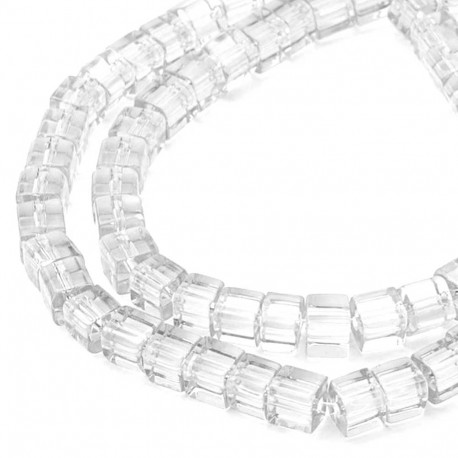 Leisure-Beads - 75x Transparent 4x4mm Glas Würfel Perlen - Schmuckzubehör