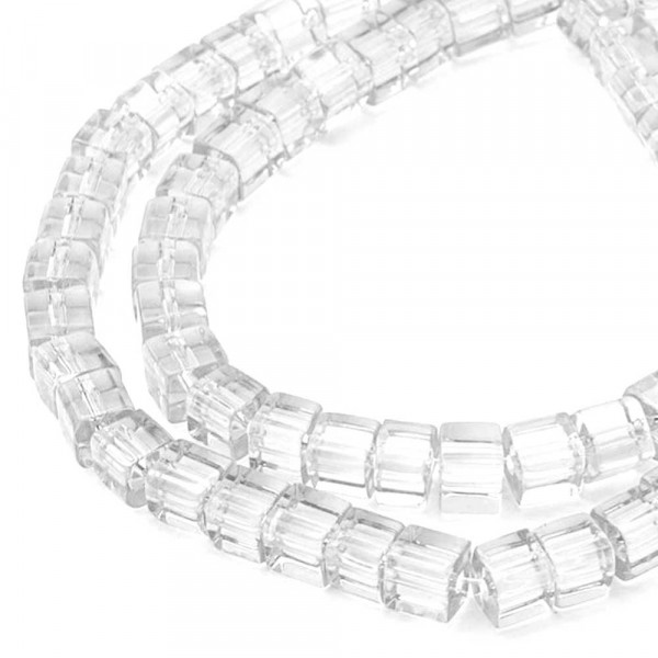 75x Transparent 4x4mm Glas Würfel Perlen - Schmuckzubehör - Leisure-Beads DIY