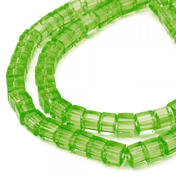 75x Grüne 4x4mm Glas Würfel Perlen - Schmuckzubehör Glasperlen - Leisure-Beads DIY