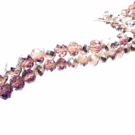Leisure-Beads - 10x rosa Glasperlen 10x7mm halbsilberfarben half plated - Schmuckzubehör