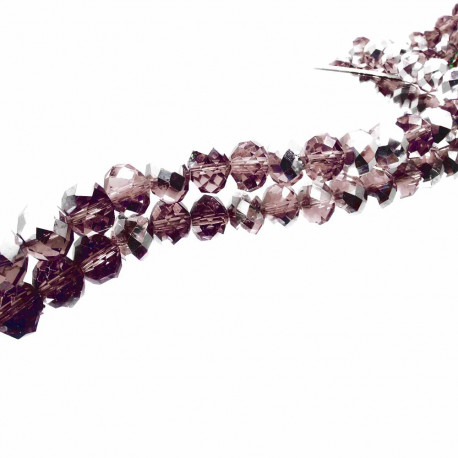 Leisure-Beads - 10x amethystfarbene Glasperlen 10x7mm halbsilberfarben half plated - Schmuckzubehör Glasperlen
