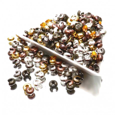 Leisure-Beads - 50g Kaschierperlen 4mm im Mix Cover Crimp Perlen - Schmuckzubehör