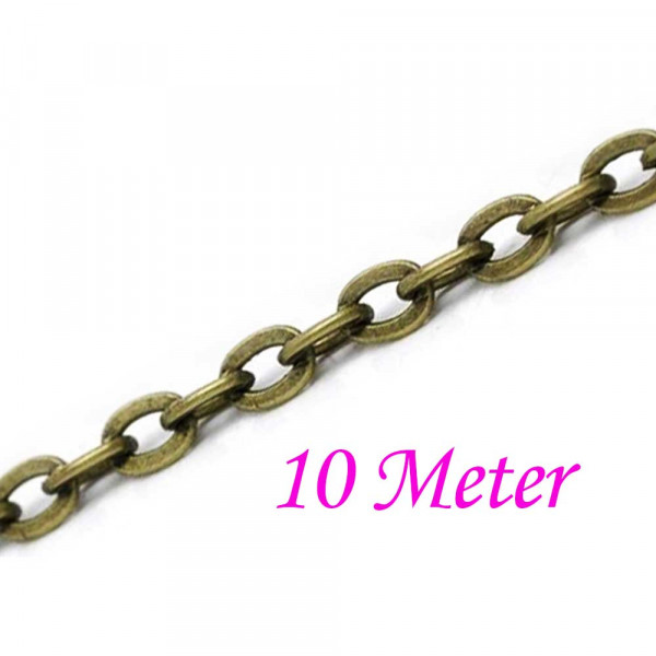 10m bronzefarbene Kette 4x3x0,7mm Gliederkette - Schmuckzubehör - Leisure-Beads DIY