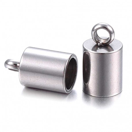 Leisure-Beads - 2x Edelstahl Endkappe Innen 4mm 8x5mm zum Einkleben silberfarben - Schmuckzubehör