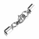 1x Edelstahl Einklebverschluss Innen 4mm 37x7mm Endkappe 8,5x3mm mit Karabiner - Schmuckzubehör Endkappe