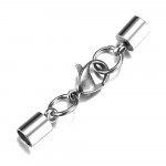 1x Edelstahl Einklebverschluss Innen 4mm 37x7mm Endkappe 8,5x3mm mit Karabiner - Schmuckzubehör Endkappe