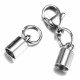 1x Edelstahl Einklebverschluss Innen 4mm 37x7mm Endkappe 8,5x3mm mit Karabiner - Schmuckzubehör Endkappe