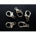 5x silberfarben Karabinerhaken 14mm glatt - Schmuckzubehör