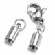 1x Edelstahl Einklebverschluss Innen 3mm 32x7mm Endkappe 8,5x3mm mit Karabiner - Schmuckzubehör Endkappe