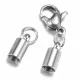 1x Edelstahl Einklebverschluss Innen 3mm 32x7mm Endkappe 8,5x3mm mit Karabiner - Schmuckzubehör Endkappe - Leisure-Beads DIY