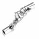 Edelstahl Einklebverschluss Innen 3mm 35x7mm Endkappe mit Karabiner - Schmuckzubehör Endkappe