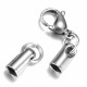 Edelstahl Einklebverschluss Innen 3mm 35x7mm Endkappe mit Karabiner - Schmuckzubehör Endkappe