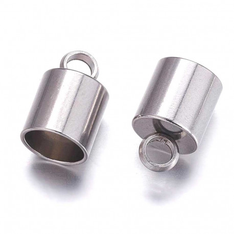 Leisure-Beads - 2x Edelstahl Endkappe Innen 6mm Größe 11x7mm zum Einkleben mit Öse - Schmuckzubehör Endkappe