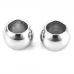 5x Edelstahl Perle 5x3mm Loch 3mm Kugel silberfarben Großlochperle - Schmuckzubehör