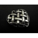1x silberfarbener Herz Anhänger 36x35x13mm Trachtenherz Schmuckanhänger - Schmuckzubehör