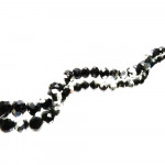 96-100x Glasperlen 6x4mm schwarz halbsilberfarben half plated - Schmuckzubehör