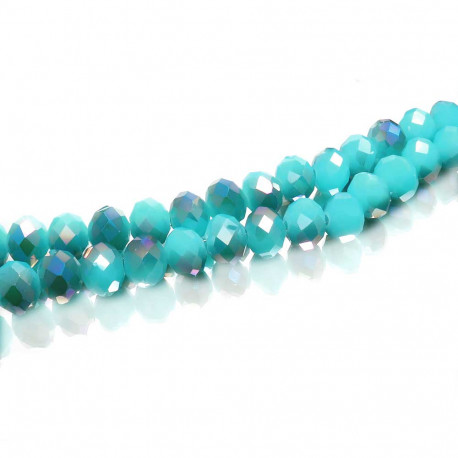Leisure-Beads - 10x türkisfarbene Glasperlen 10x8mm half plated - Schmuckzubehör