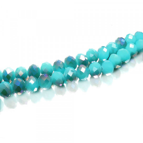 10x türkisfarbene Glasperlen 10x8mm half plated - Schmuckzubehör - Leisure-Beads DIY