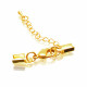 1x goldfarben Klemmverschluss 36x4mm Endkappe mit Karabiner - Schmuckzubehör Endkappe