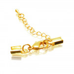 1x goldfarben Klemmverschluss 36x4mm Endkappe mit Karabiner - Schmuckzubehör Endkappe