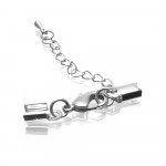 1x silberfarben Klemmverschluss 36x4mm Endkappe mit Karabiner - Schmuckzubehör Endkappe