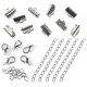 10 silberfarbene Bandklemmen 13mm + Karabiner + Biegeringe + Verlängerungskettchen - Schmuckzubehör Set