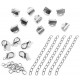 10 silberfarbene Bandklemmen Set 6mm mit Verlängerungskettchen - Schmuckzubehör Set
