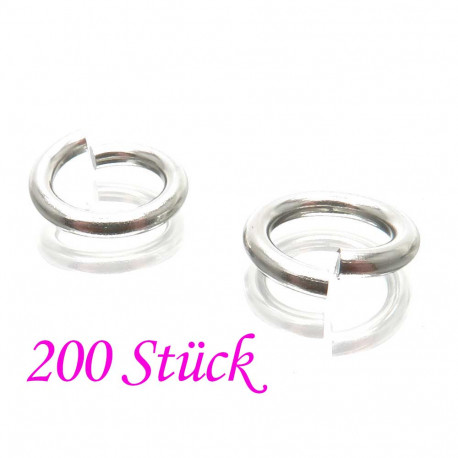 Leisure-Beads - 200x Edelstahl Biegering 9mm x 1,5mm silberfarben - Schmuckzubehör