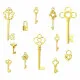 12x Schlüssel 16-63mm goldfarben Schmuckanhänger - Schmuckzubehör - Leisure-Beads DIY