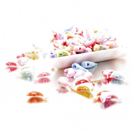 Leisure-Beads - 18g Delphin Perlen Acryl 12x8mm Restposten im bunten Perlenmix - Schmuckzubehör Acrylperlen