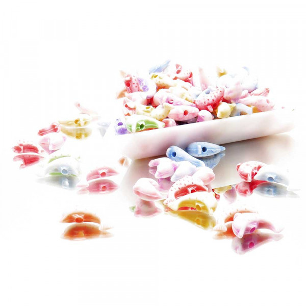 18g Delphin Perlen Acryl 12x8mm Restposten im bunten Perlenmix - Schmuckzubehör Acrylperlen - Leisure-Beads DIY