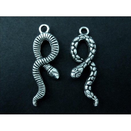 Leisure-Beads - 1x silberfarben Schlangen Anhänger 35x12mm Schmuckanhänger - Schmuckzubehör