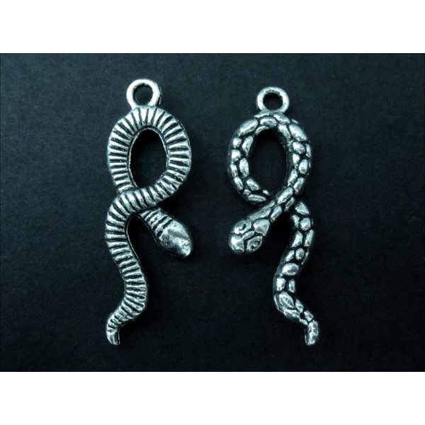 1x silberfarben Schlangen Anhänger 35x12mm Schmuckanhänger - Schmuckzubehör - Leisure-Beads DIY