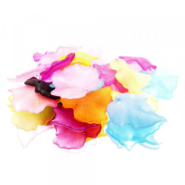 10x Acryl Blatt 24x25mm Schmuckanhänger bunter Blätter Mix - Acryl Schmuckzubehör - Leisure-Beads DIY