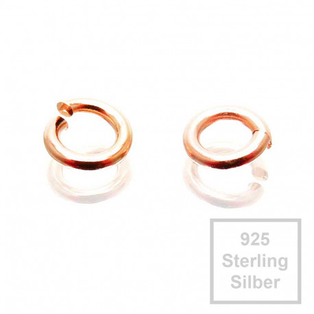 Leisure-Beads - 2x 925er Biegeringe 4mm x 0,9mm rosevergoldet Sterling Silber Binderinge - Schmuckzubehör