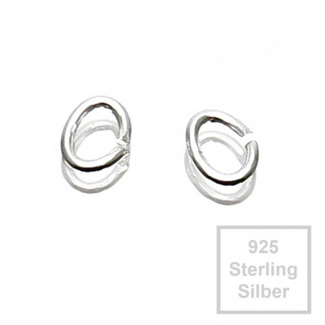 Leisure-Beads - 2x 925er Biegering 5,5mm x 4,3mm Sterling Silber oval Binderinge - Schmuckzubehör Biegering
