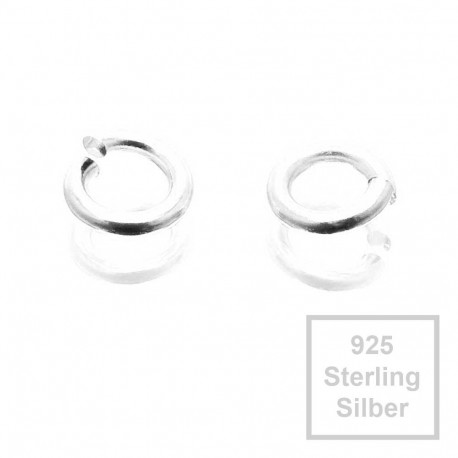 Leisure-Beads - 2x 925er Biegering 4mm x 0,9mm Sterling Silber rund Binderinge - Schmuckzubehör