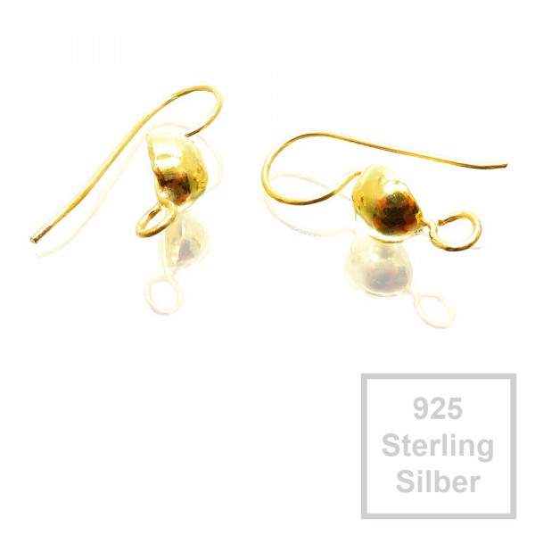2x vergoldete 925er Ohrhaken 26x10x8mm Sterling Silber - Schmuckzubehör - Leisure-Beads DIY