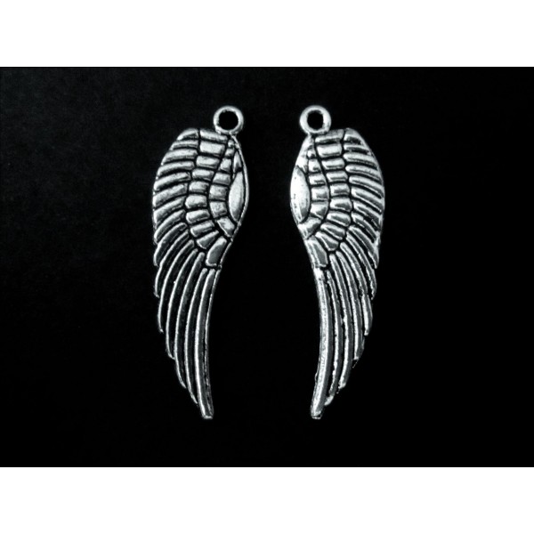2x silberfarben Engelsflügel 30x10mm Schmuckanhänger - Schmuckzubehör