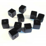 10x Schwarze 8x8mm Glas Würfel Perlen - Schmuckzubehör Glasperlen