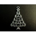 1x silberfarben Weihnachtsbaum Anhänger 52x36mm X-Mas silberfarbener Schmuckanhänger - Schmuckzubehör Weihnachten