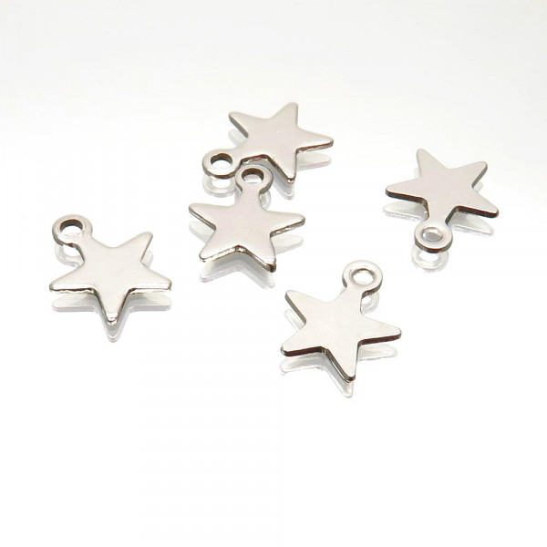 5x Edelstahl 316 Stern Anhänger 10x8mm silberfarben Schmuckanhänger - Schmuckzubehör - Leisure-Beads DIY
