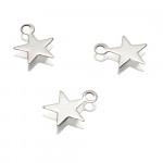 2x Edelstahl Stern Anhänger 6x8mm silberfarben Schmuckanhänger - Schmuckzubehör