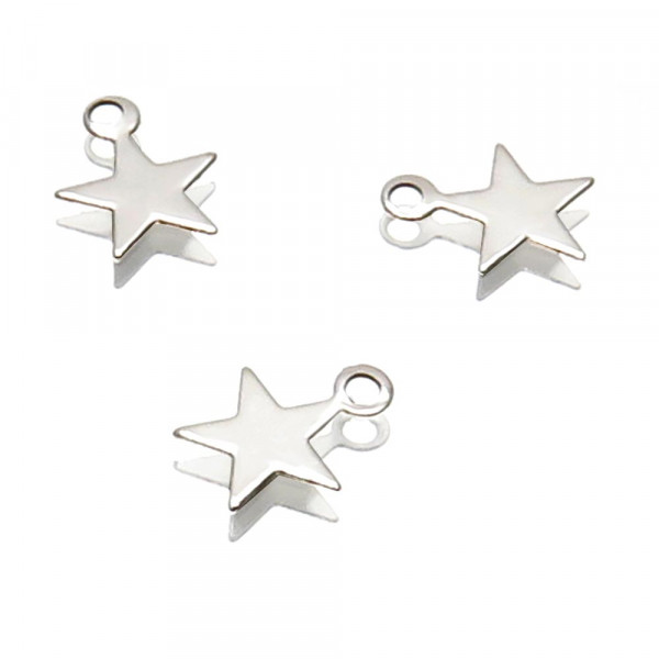 2x Edelstahl Stern Anhänger 6x8mm silberfarben Schmuckanhänger - Schmuckzubehör - Leisure-Beads DIY