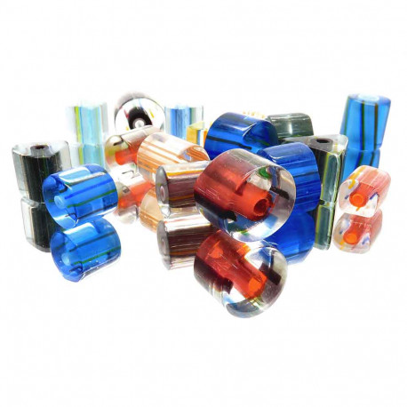 Leisure-Beads - 50g Zylinder Glasperlen 7-12mm im bunten Perlenmix - Glasschmuck Schmuckzubehör