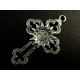 1x großes Kreuz Kruzifix Anhänger silberfarben Schmuckanhänger ca. 53x33mm - Schmuckzubehör