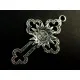 1x großes Kreuz Kruzifix Anhänger silberfarben Schmuckanhänger ca. 53x33mm - Schmuckzubehör - Leisure-Beads DIY