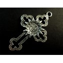 1x großes Kreuz Kruzifix Anhänger silberfarben Schmuckanhänger 53x33mm - Schmuckzubehör