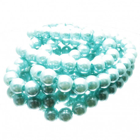 Leisure-Beads - 1 Strang türkis 10mm Glaswachsperlen - Schmuckzubehör
